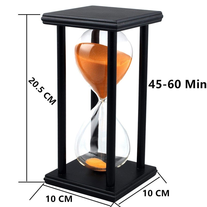 Lodunsyr Sandglass 60 Minutes Timer Hourglass for Ornament Decoration Restaurant Living Room Home Closet Office Desk Bedroom Party Festival Christmas Wooden Frame Sand Timer Clock Orange - Image 2